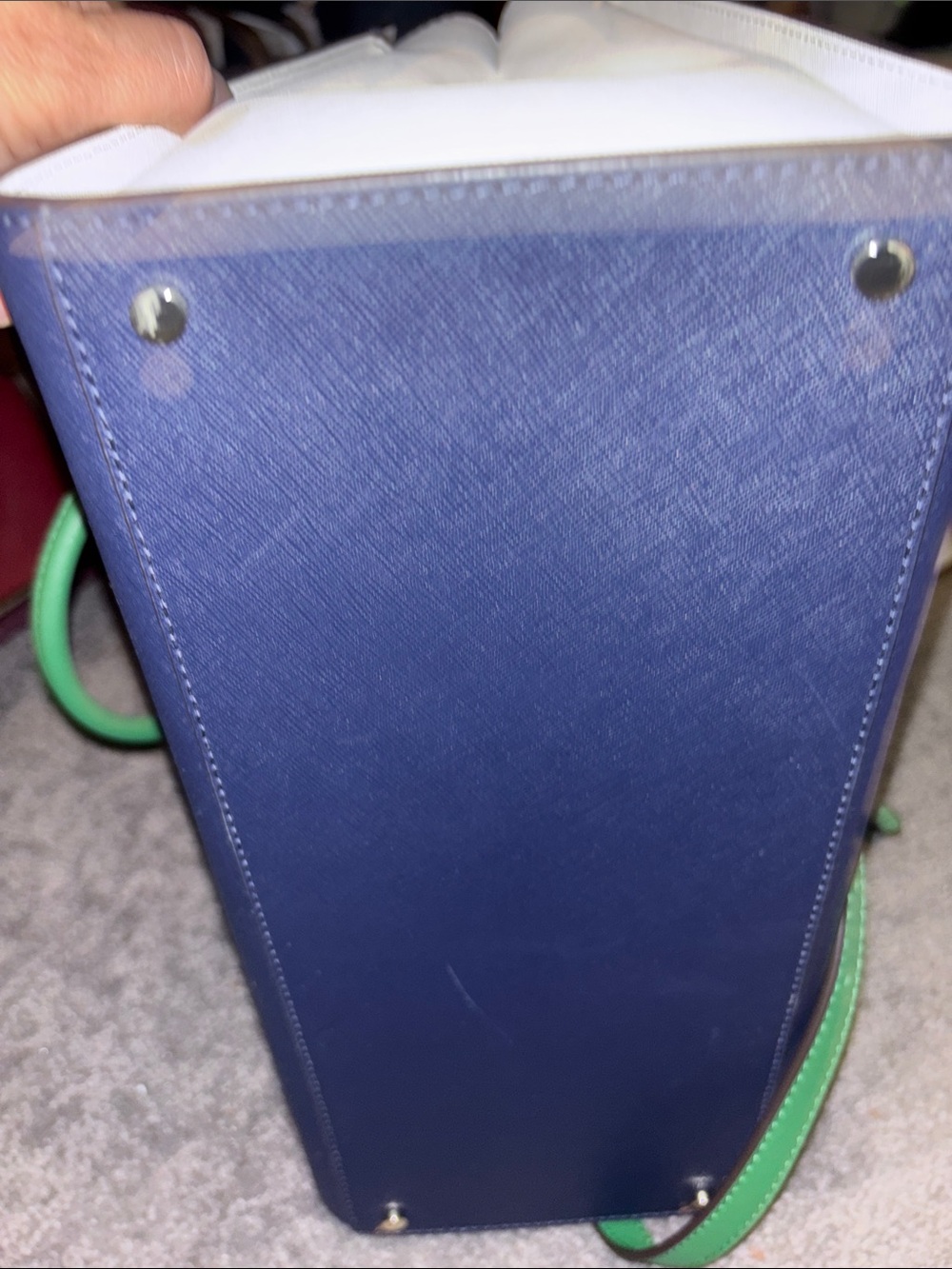 kate spade Navy, White & Green Saffiano Leather Tote - Picture 6 of 10
